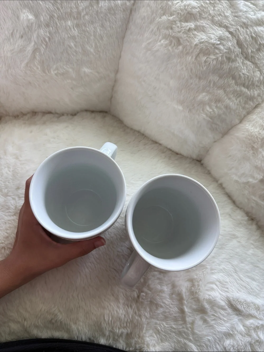 Pair of Two White Beaded Porcelain Mug ivory cup coffee tea